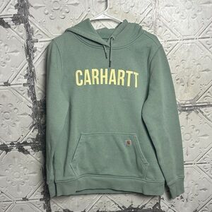 Carhartt Green Hoodie with Yellow Logo